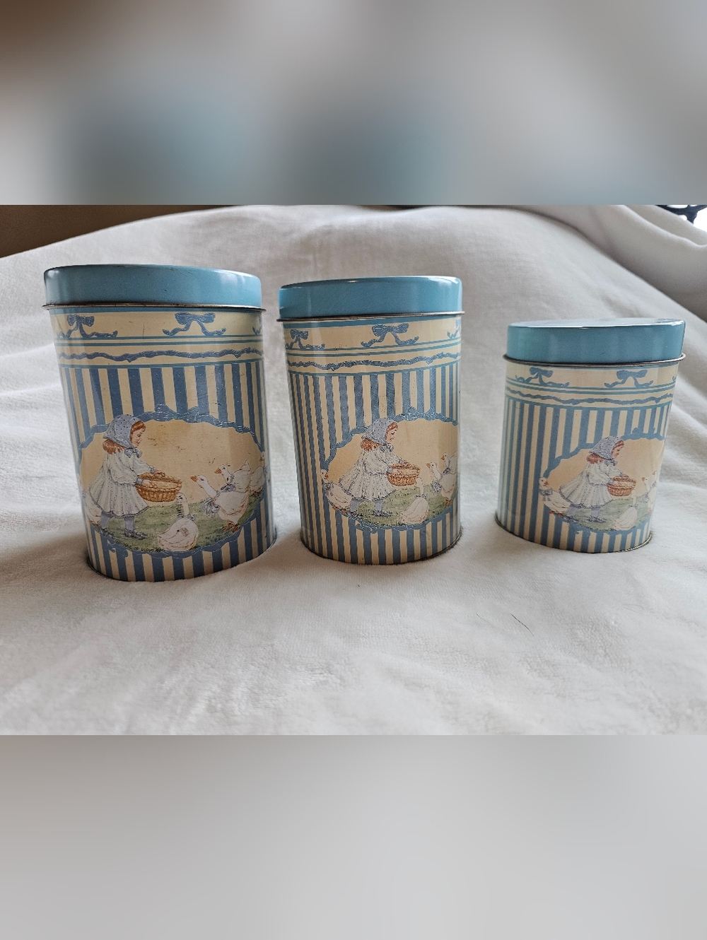 Vintage Blue Goose Canister Set Cottagecore Farmhouse Kitchen Decor (Set of 3)